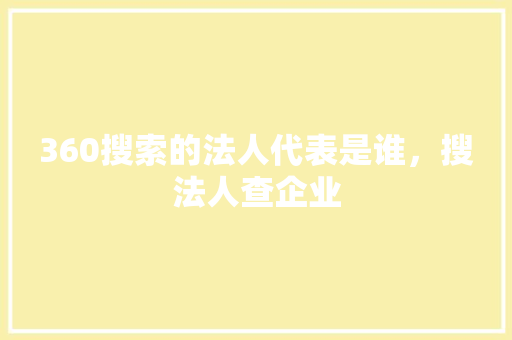 360搜索的法人代表是谁，搜法人查企业 小程序开发