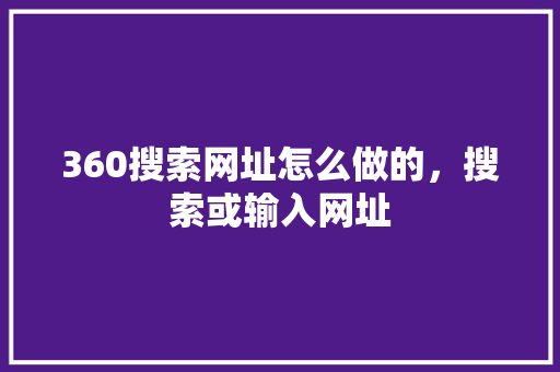 360搜索网址怎么做的，搜索或输入网址