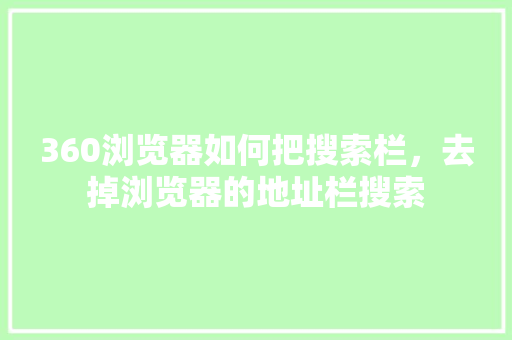 360浏览器如何把搜索栏，去掉浏览器的地址栏搜索