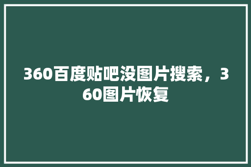360百度贴吧没图片搜索，360图片恢复