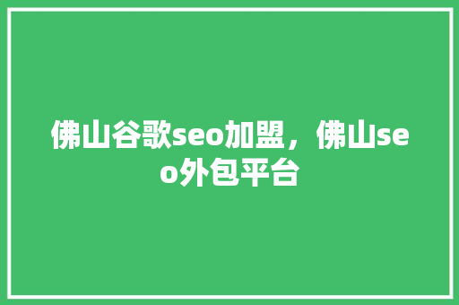 佛山谷歌seo加盟，佛山seo外包平台 网站开发