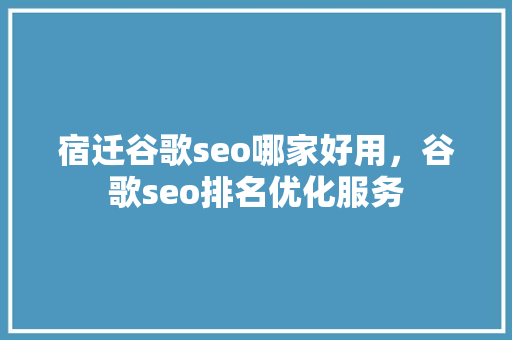 宿迁谷歌seo哪家好用，谷歌seo排名优化服务