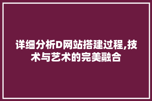 详细分析D网站搭建过程,技术与艺术的完美融合