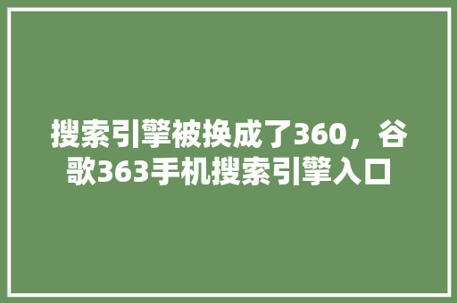 搜索引擎被换成了360，谷歌363手机搜索引擎入口 网站优化