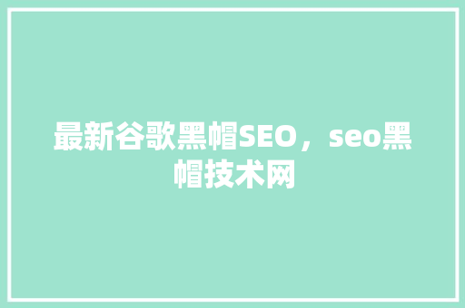 最新谷歌黑帽SEO，seo黑帽技术网