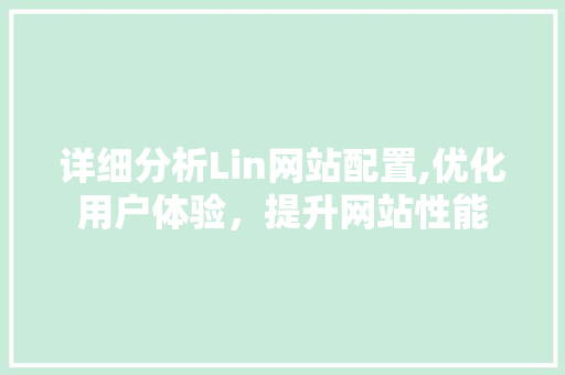 详细分析Lin网站配置,优化用户体验，提升网站性能 详细分析Lin网站配置,优化用户体验，提升网站性能 seo技术