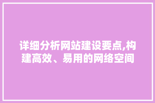 详细分析网站建设要点,构建高效、易用的网络空间 详细分析网站建设要点,构建高效、易用的网络空间 搜狗优化