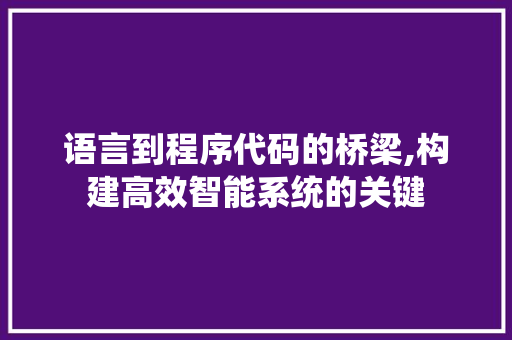 语言到程序代码的桥梁,构建高效智能系统的关键 语言到程序代码的桥梁,构建高效智能系统的关键 网站开发
