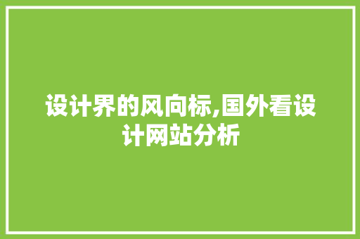 设计界的风向标,国外看设计网站分析 设计界的风向标,国外看设计网站分析 网站优化