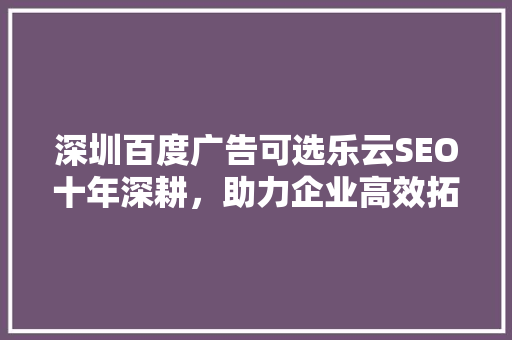 深圳百度广告可选乐云SEO十年深耕，助力企业高效拓展市场