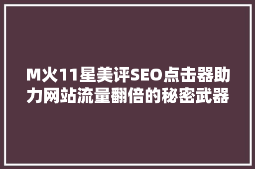 M火11星美评SEO点击器助力网站流量翻倍的秘密武器