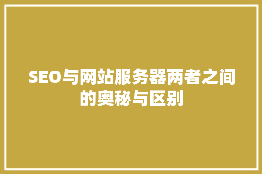 SEO与网站服务器两者之间的奥秘与区别