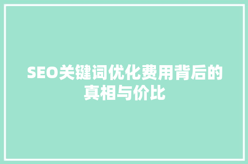 SEO关键词优化费用背后的真相与价比
