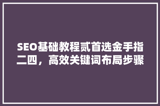 SEO基础教程贰首选金手指二四，高效关键词布局步骤