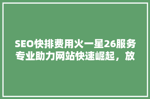 SEO快排费用火一星26服务专业助力网站快速崛起，放心选择无忧经营