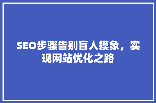 SEO步骤告别盲人摸象，实现网站优化之路