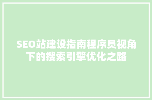 SEO站建设指南程序员视角下的搜索引擎优化之路