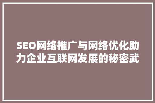 SEO网络推广与网络优化助力企业互联网发展的秘密武器 英文谷歌算法
