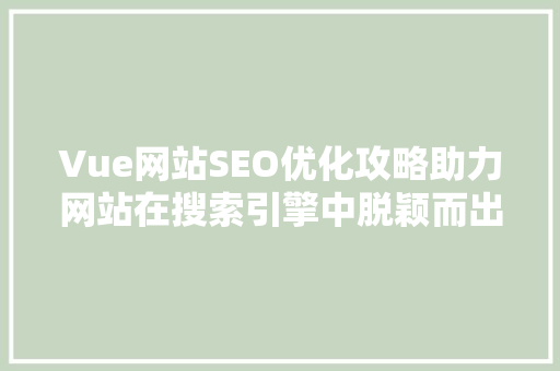 Vue网站SEO优化攻略助力网站在搜索引擎中脱颖而出