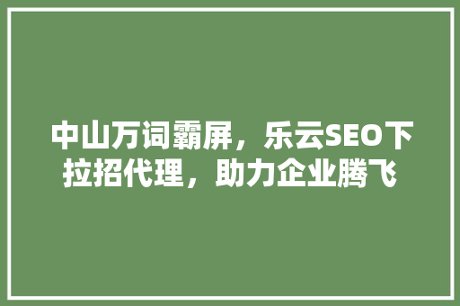 中山万词霸屏，乐云SEO下拉招代理，助力企业腾飞 网站开发