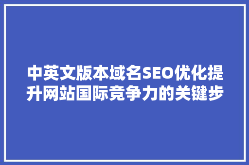 中英文版本域名SEO优化提升网站国际竞争力的关键步骤