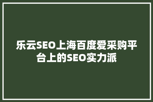 乐云SEO上海百度爱采购平台上的SEO实力派 360搜优化