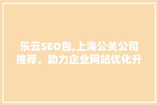 乐云SEO包,上海公关公司推荐，助力企业网站优化升级