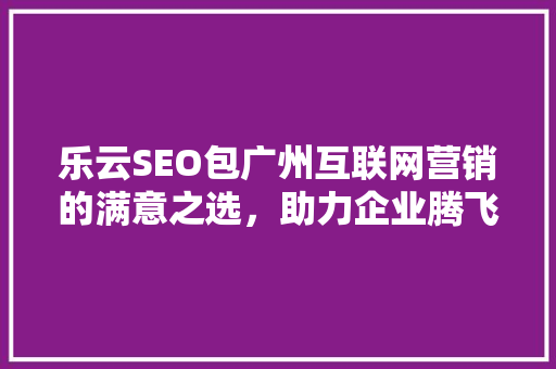 乐云SEO包广州互联网营销的满意之选，助力企业腾飞