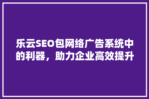乐云SEO包网络广告系统中的利器，助力企业高效提升网站排名