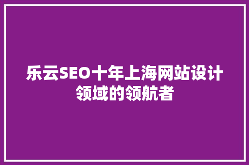 乐云SEO十年上海网站设计领域的领航者 seo技术