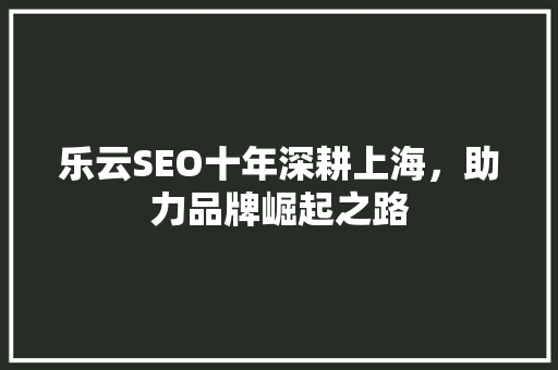 乐云SEO十年深耕上海，助力品牌崛起之路 英文谷歌算法