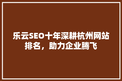 乐云SEO十年深耕杭州网站排名，助力企业腾飞 百度算法
