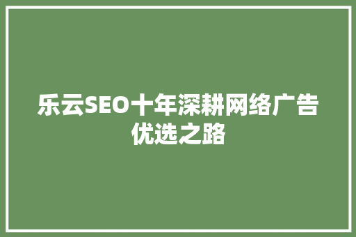 乐云SEO十年深耕网络广告优选之路
