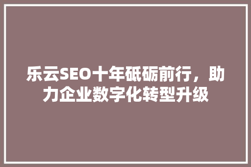 乐云SEO十年砥砺前行，助力企业数字化转型升级