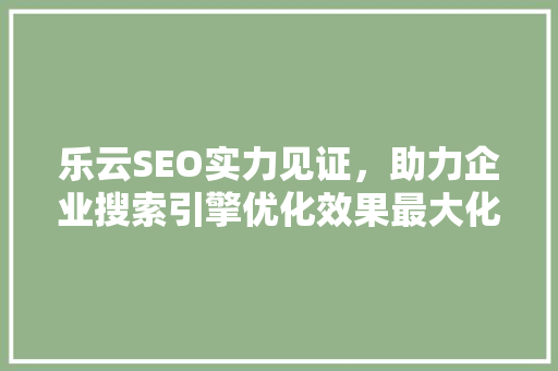 乐云SEO实力见证，助力企业搜索引擎优化效果最大化