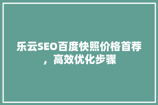 乐云SEO百度快照价格首荐，高效优化步骤