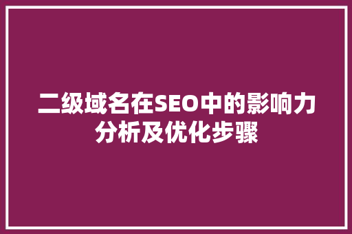 二级域名在SEO中的影响力分析及优化步骤
