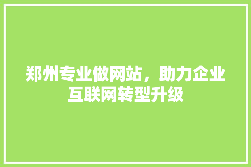 郑州专业做网站，助力企业互联网转型升级 郑州专业做网站，助力企业互联网转型升级 网站优化