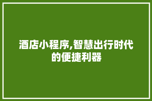 酒店小程序,智慧出行时代的便捷利器