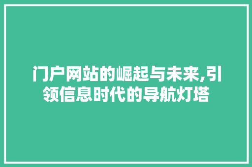 门户网站的崛起与未来,引领信息时代的导航灯塔