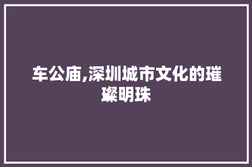 车公庙,深圳城市文化的璀璨明珠