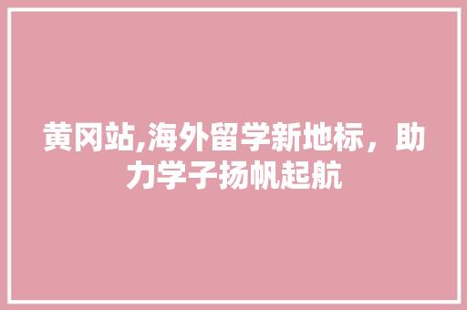 黄冈站,海外留学新地标，助力学子扬帆起航