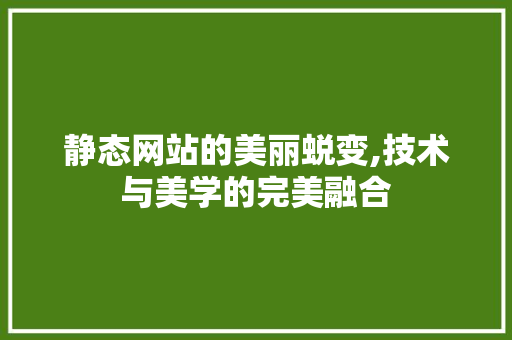 静态网站的美丽蜕变,技术与美学的完美融合