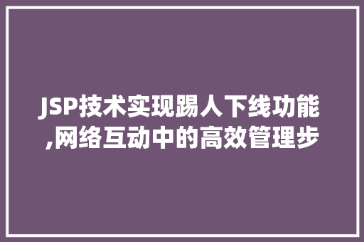 JSP技术实现踢人下线功能,网络互动中的高效管理步骤