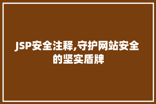 JSP安全注释,守护网站安全的坚实盾牌
