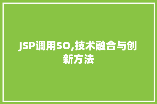 JSP调用SO,技术融合与创新方法