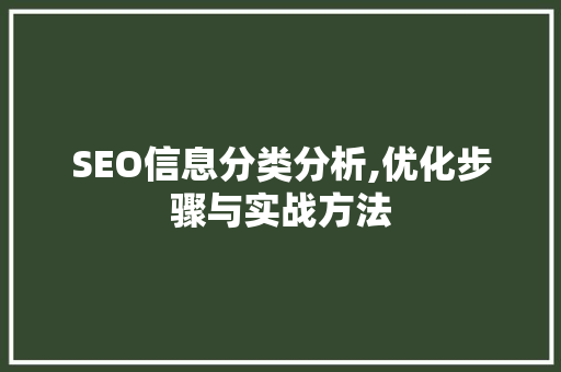 SEO信息分类分析,优化步骤与实战方法 SEO信息分类分析,优化步骤与实战方法 头条优化