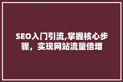 SEO入门引流,掌握核心步骤,实现网站流量倍增 网站优化 SEO入门引流,掌握核心步骤,实现网站流量倍增 SEO入门引流,掌握核心步骤,实现网站流量倍增 网站优化