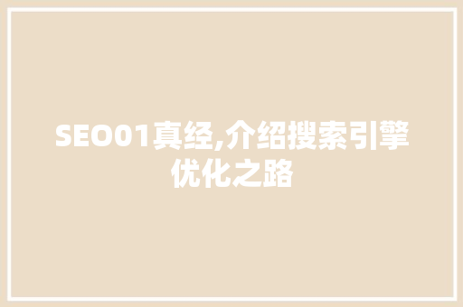 SEO01真经,介绍搜索引擎优化之路 SEO01真经,介绍搜索引擎优化之路 网站优化
