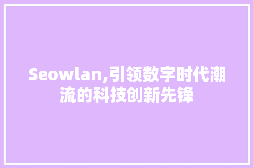 Seowlan,引领数字时代潮流的科技创新先锋